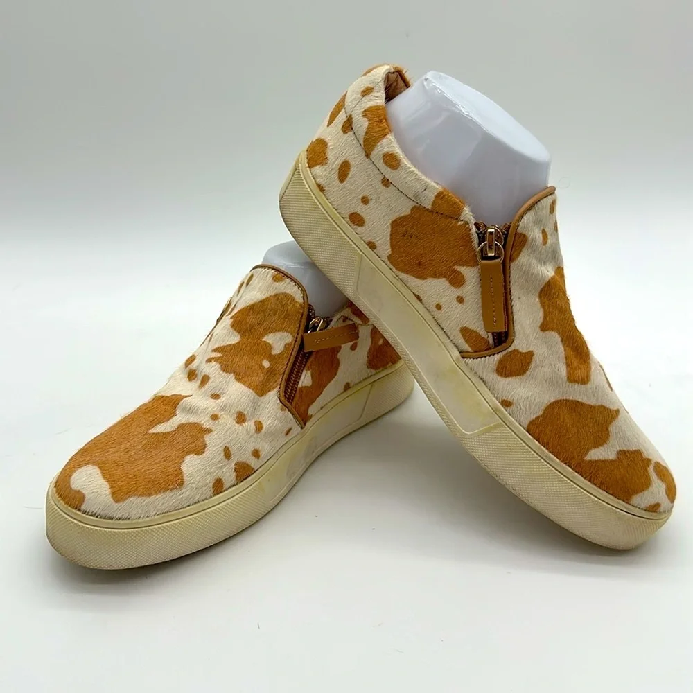 Very Volatile Animal Print Natural Tumble Hide Zip Up Slip On Shoes W Size 8.0